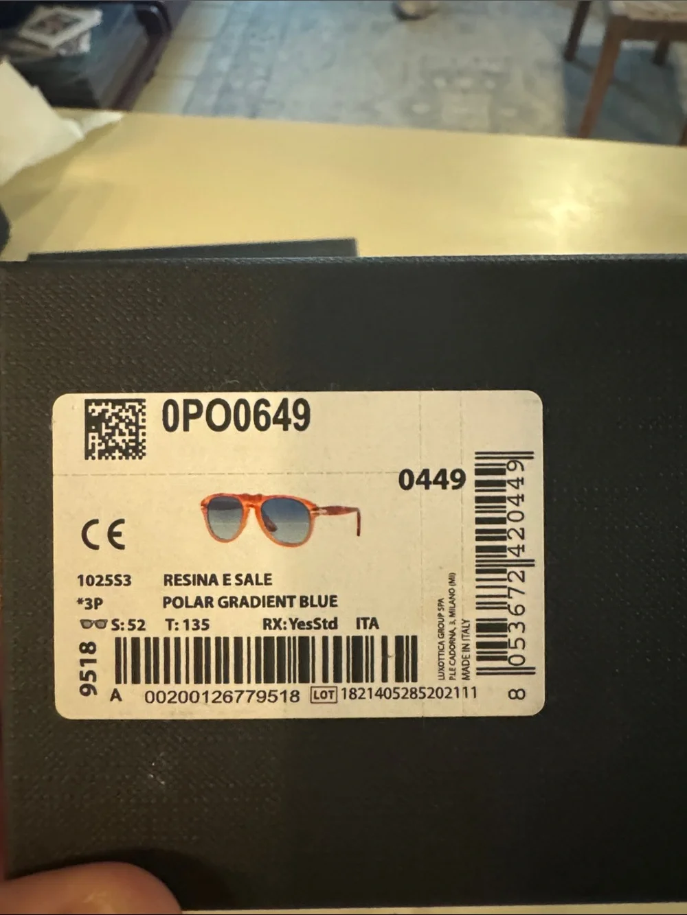 Persol PO649 Resina e Sale Polar Gradient Blue Size 52